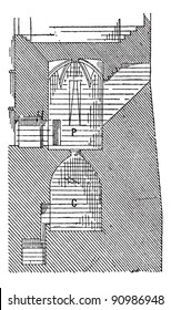 Prison, castle of Pierrefonds, vintage engraved illustration. Dictionary of words  and things - Larive and Fleury - 1895.