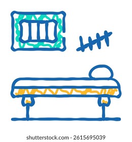prison cell with bed doodle icon sketch vector. prison cell with bed sign. isolated symbol illustration