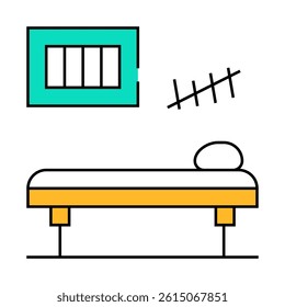 prison cell with bed line icon vector. prison cell with bed sign. isolated symbol illustration
