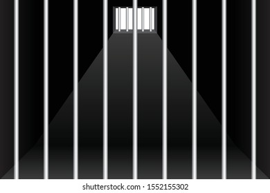 Prison cell vector illustration. Dark interior of prison cell