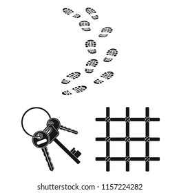 Prison and the criminalblack icons in set collection for design.Prison and Attributes vector symbol stock web illustration.