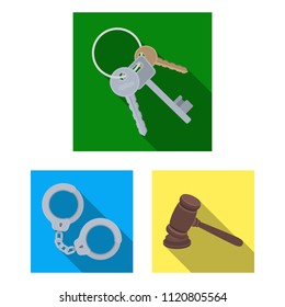 Prison and the criminalflat icons in set collection for design.Prison and Attributes vector symbol stock web illustration.