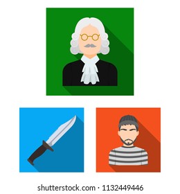 Prison and the criminalflat icons in set collection for design.Prison and Attributes vector symbol stock web illustration.