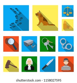 Prison and the criminalflat icons in set collection for design.Prison and Attributes vector symbol stock web illustration.