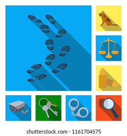 Prison and the criminalflat icons in set collection for design.Prison and Attributes vector symbol stock web illustration.