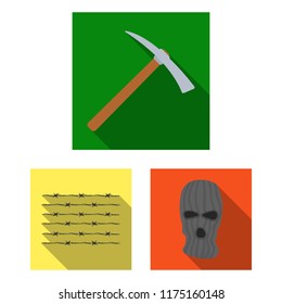 Prison and the criminalflat icons in set collection for design.Prison and Attributes vector symbol stock web illustration.
