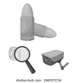 Prison and the criminalmonochrome icons in set collection for design.Prison and Attributes vector symbol stock web illustration.