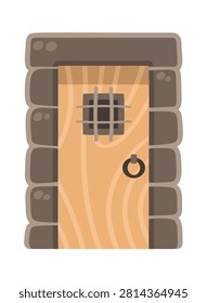 Prison Door With Bars Cartoon Style