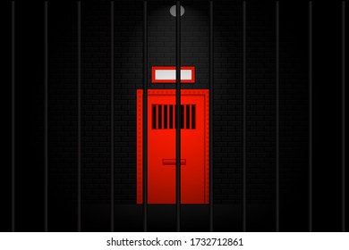 Prison door in the dark room. jail.
vector design illustraton