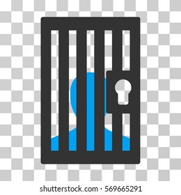 Prison Door icon. Vector illustration style is flat iconic bicolor symbol, blue and gray colors, transparent background. Designed for web and software interfaces.