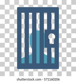 Prison Door icon. Vector illustration style is flat iconic bicolor symbol, cyan and blue colors, transparent background. Designed for web and software interfaces.