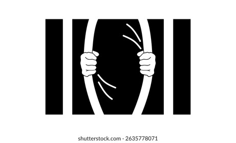 prison escape, black isolated silhouette