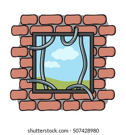 Prison escape icon in cartoon style isolated on white background. Crime symbol stock vector illustration.
