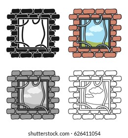 Prison escape icon in cartoon style isolated on white background. Crime symbol stock vector illustration.