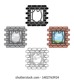 Prison escape icon in cartoon,black style isolated on white background. Crime symbol stock vector illustration.