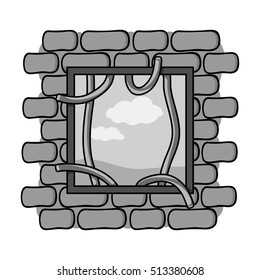 Prison escape icon in monochrome style isolated on white background. Crime symbol stock vector illustration.