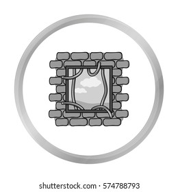 Prison escape icon in monochrome style isolated on white background. Crime symbol stock vector illustration.