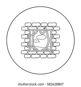 Prison escape icon in outline style isolated on white background. Crime symbol stock vector illustration.
