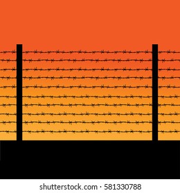prison fence barbed wire. vector illustration