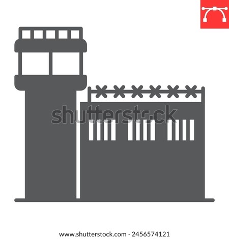 Prison glyph icon, building and architecture , jail vector icon, vector graphics, editable stroke solid sign, eps 10.