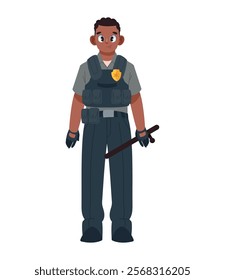 prison guard character male isolated