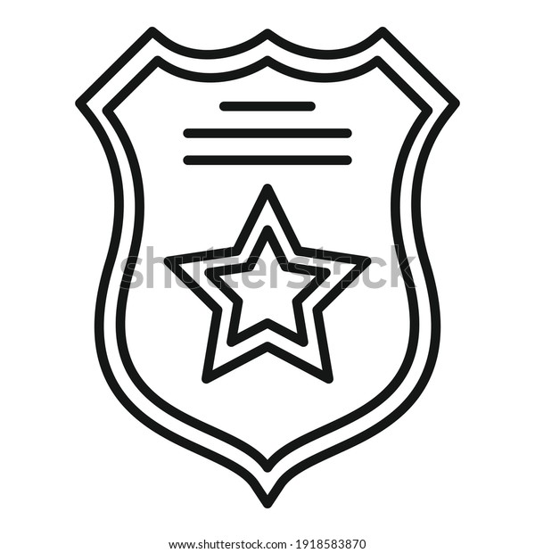 Prison guard shield\
icon. Outline prison guard shield vector icon for web design\
isolated on white\
background