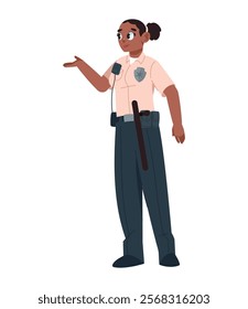 prison guard woman character isolated