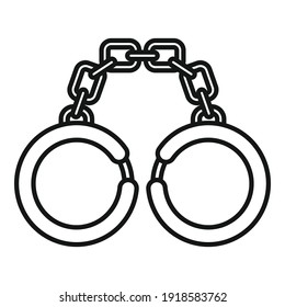 Gefängnis Handschellen Symbol. Rahmenhandschellen für Gefängnisse, Vektorsymbol für Webdesign einzeln auf weißem Hintergrund