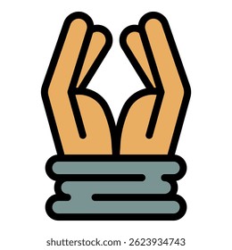 Prison hands tied icon. Outline prison hands tied vector icon color flat isolated