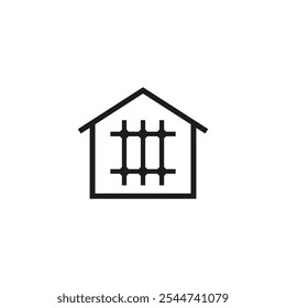 Prison icon with bars. Vector on white background.