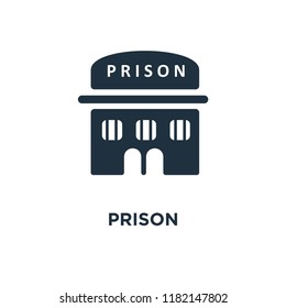 Prison icon. Black filled vector illustration. Prison symbol on white background. Can be used in web and mobile.