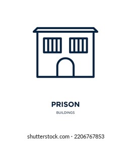prison icon from buildings collection. Thin linear prison, justice, law outline icon isolated on white background. Line vector prison sign, symbol for web and mobile