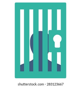 Prison icon from Business Bicolor Set. Vector style: bicolor flat symbol, cobalt and cyan colors, rounded angles, white background.