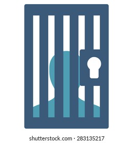 Prison icon from Business Bicolor Set. Vector style: bicolor flat symbol, cyan and blue colors, rounded angles, white background.