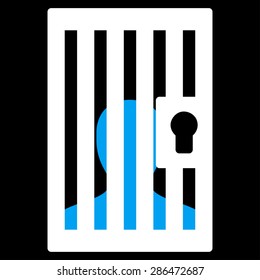 Prison icon from Business Bicolor Set. Vector style: bicolor flat symbol, blue and white colors, rounded angles, black background.