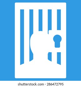 Prison icon from Business Bicolor Set. Vector style: flat symbol, white color, rounded angles, blue background.