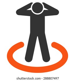 Prison icon from Business Bicolor Set. This flat vector symbol uses orange and gray colors, rounded angles, and isolated on a white background.