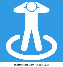 Prison icon from Business Bicolor Set. This flat vector symbol uses white color, rounded angles, and isolated on a blue background.