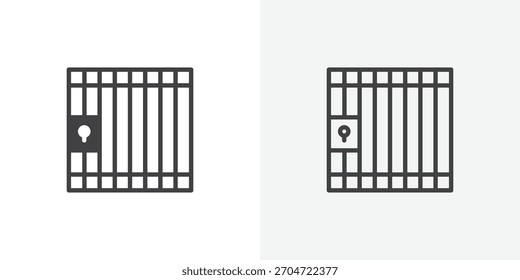 Icono de la prisión. colección de línea de trazo editable y estilos planos sólidos.