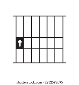 Gefängnissymbol oder Gefangener, Verbrechen, Symbolvektor auf weißem Hintergrund. für Web-App-Banner-Logo