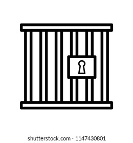 Prison icon, simple design, stroke outline style. Line vector. Isolate on white background.