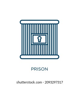 prison icon. Thin linear prison outline icon isolated on white background. Line vector prison sign, symbol for web and mobile