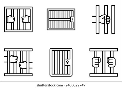 Gefängnissymbol. Trendy moderne, flache, lineare Vektorgrafik Prison Symbol auf weißem Hintergrund aus dem dünnen Linienrecht und der Justizsammlung,