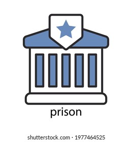 Prison Icon. Two Tone Line Colored Design. Editable Stroke. Design Template Vector