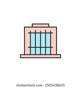 Ilustración vectorial de ícono de prisión. Símbolo de la prisión aislado en el fondo blanco