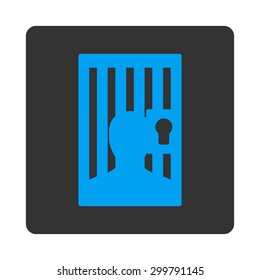 Prison icon. Vector style is blue and gray colors, flat rounded square button on a white background.