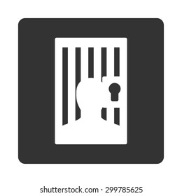 Prison icon. Vector style is white and gray colors, flat rounded square button on a white background.