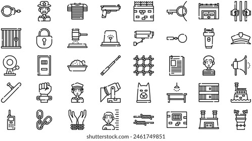 Prison Icons collection is a vector illustration with editable stroke.