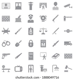 Iconos de prisión. Diseño plano gris. Ilustración vectorial.