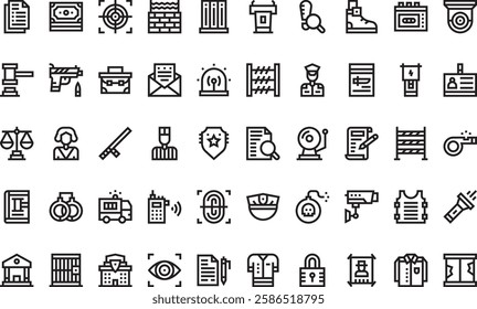 Prison icons High-Quality Vector Icons Collection with Editable Stroke. Ideal for Professional and Creative Projects.